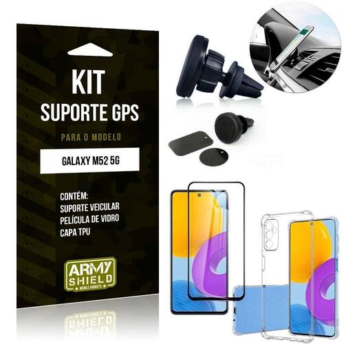 Kit Galaxy M52 5G Suporte Veicular Magnético + Capa Anti Impacto + Película Vidro 3D -Armyshield Menor preço em Kit Galaxy M52 5G Suporte Veicular Magnético + Capa Anti Impacto + Película Vidro 3D -Armyshield
