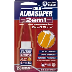 Cola Almasuper 2Em1 Bico Pincel 10G Adesivo Instantâneo 5Seg