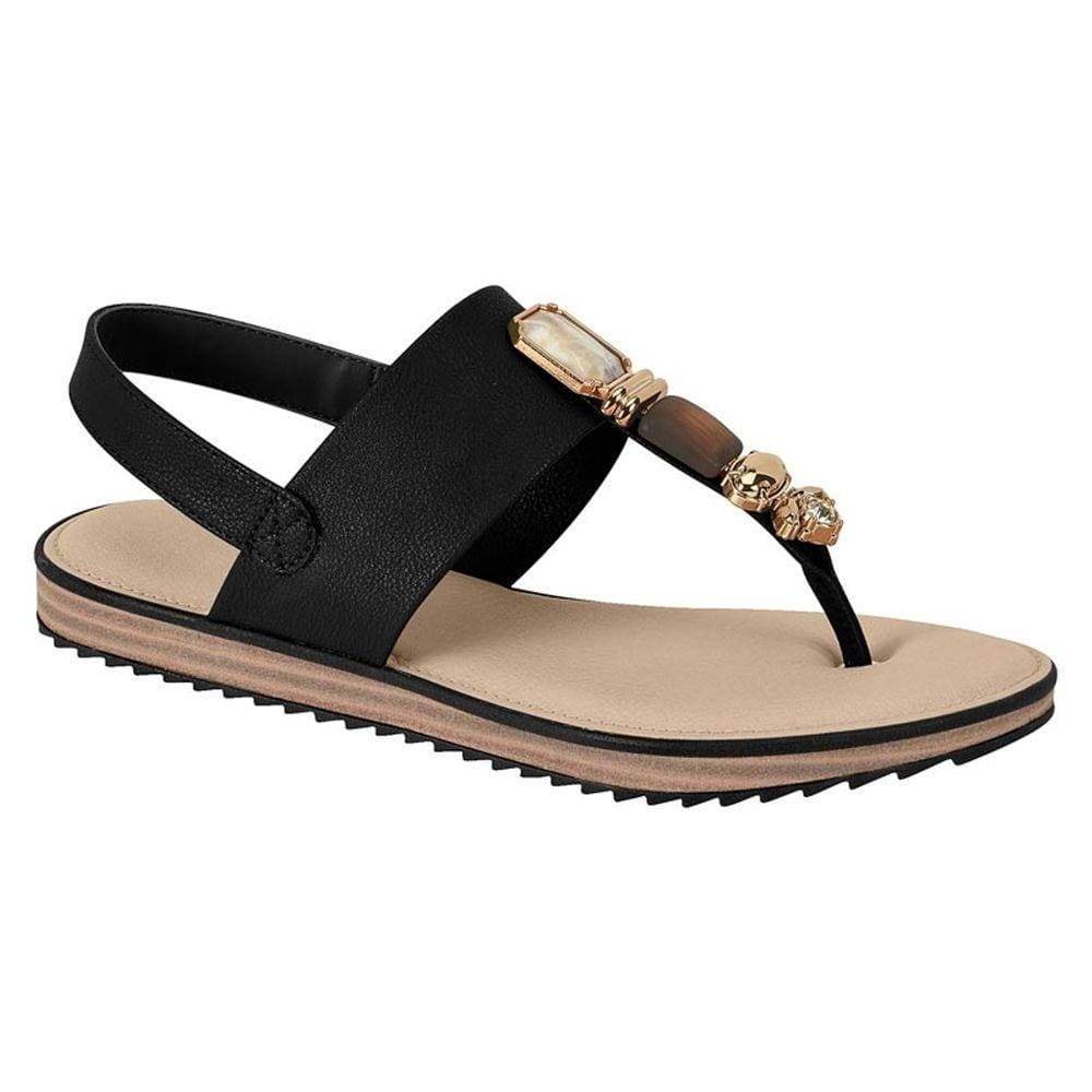 Sandalia Rasteira Feminina Casual Com Pedrarias Ultraconforto Modare 7141.120