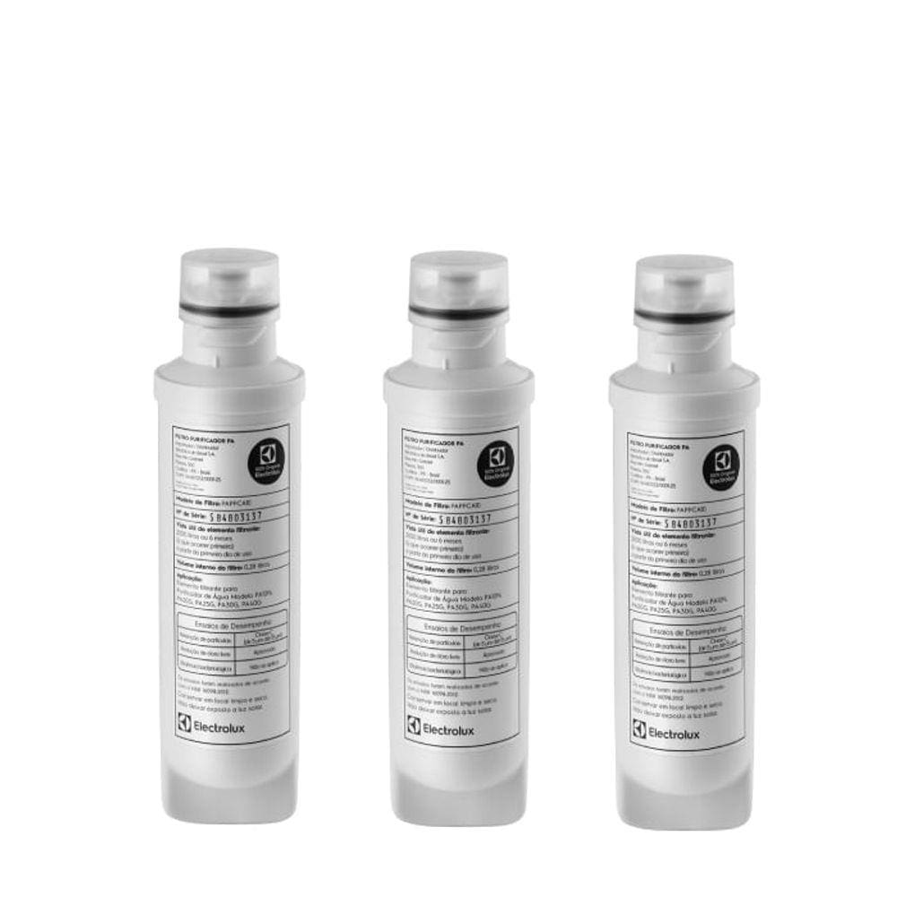 Kit Filtro/Refil De Água Para Purificador Electrolux Pa10n Pa20g Pa25g Pa30g Pa40g - 3 Unidades