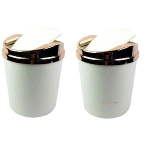 Kit 2 Lixeiras 5 Litros Com Tampa Rose Gold Basculante Metalizada Plástica Para Banheiro Cozinha - AMZ