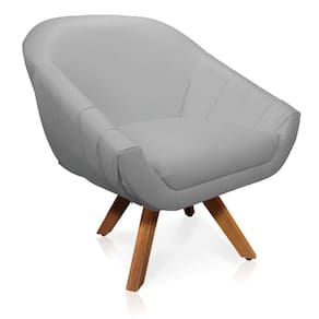 Poltrona Giratória Giovana Corino Base Madeira MM30 - D`Rossi