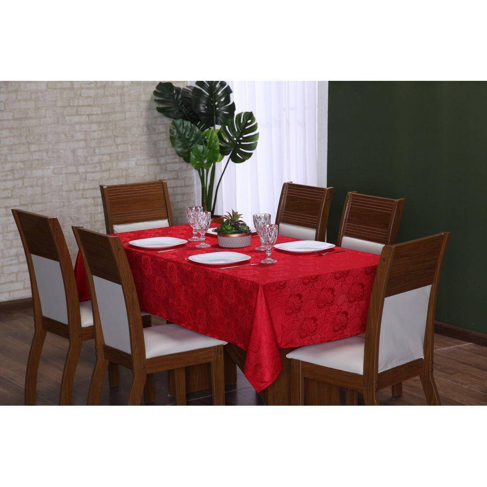 Toalha De Mesa Natal Estampada 4 Cadeiras Xadrez Vermelho