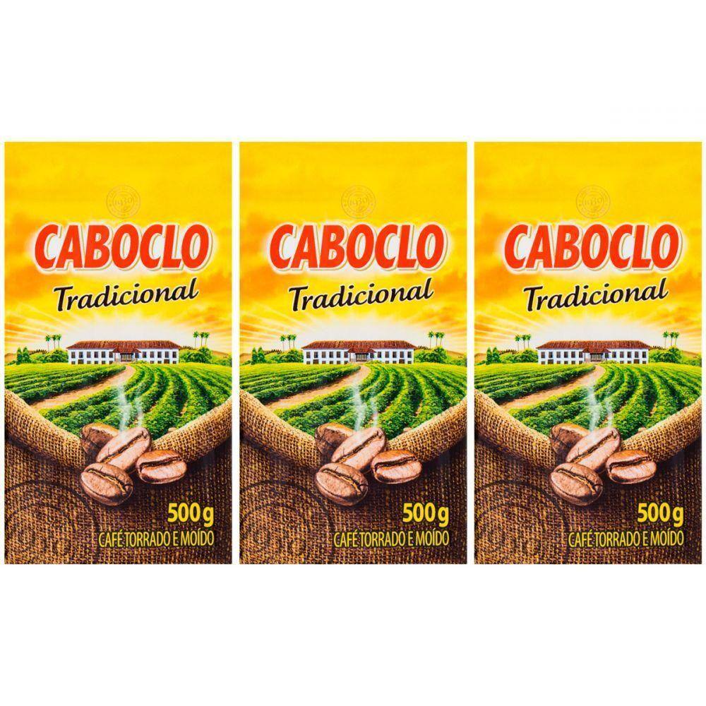 Kit 3 Café Caboclo Tradicional Torrado E Moído Vácuo 500g