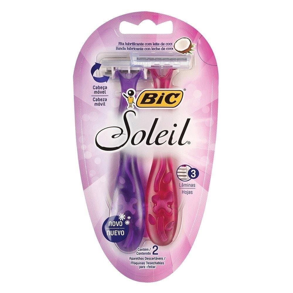 Aparelho Bic Soleil Feminino Corpo Rosa E Roxo - 12 pacotes c/ 2 unidades