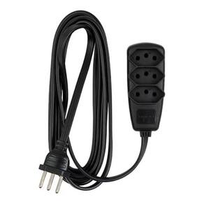 Extensão Com 3 Tomadas 10A Daneva 10M Preto 2 Pinos + Terra