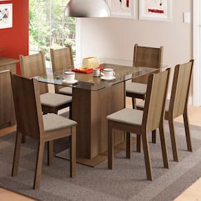 Conjunto Sala de Jantar Gales Madesa Mesa com 6 Cadeiras