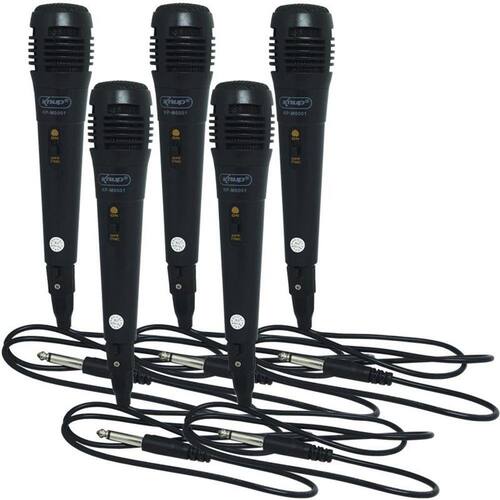 Menor preço em Kit 5 Microfones Dinâmico com Fio P10 Cabo 1 Metro para Karaokê e Caixa de Som Knup KP-M0001 Preto