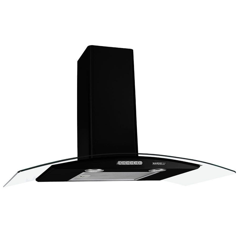 Coifa de Parede 90cm Vidro Curvo Duto Slim Nardelli Black