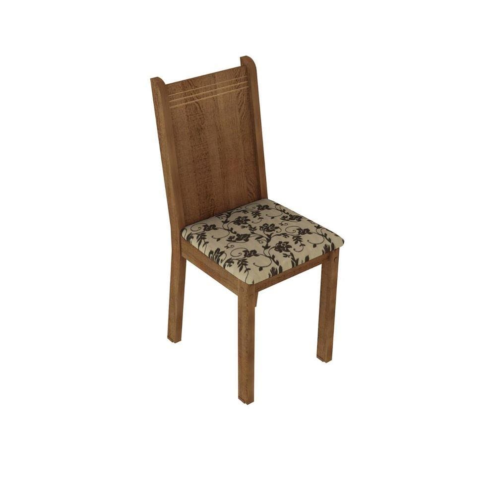 Kit 4 Cadeiras 4290 Madesa Rustic/Bege Marrom