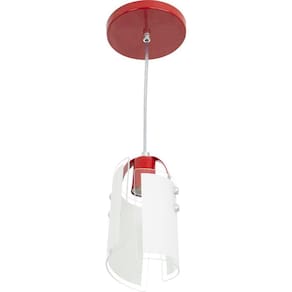 Lustre Pendente Calha Vermelha De Vidro 1 Mt De Fio
