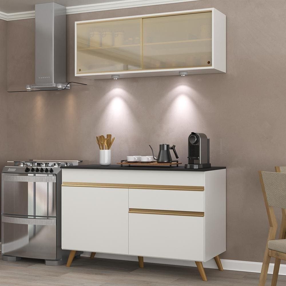 Cozinha Compacta 2 peças com Leds MP2013 Veneza Up Multimóveis Branca