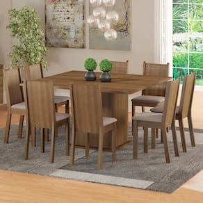 Conjunto Sala de Jantar Clarice Madesa Mesa Tampo de Madeira com 8 Cadeiras