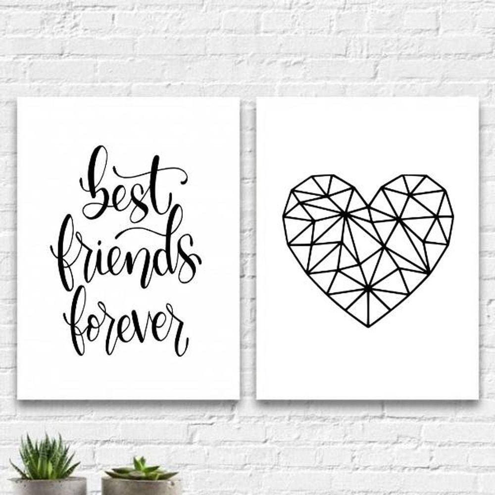 Kit 2 Quadros Best Friends Forever 24x18cm