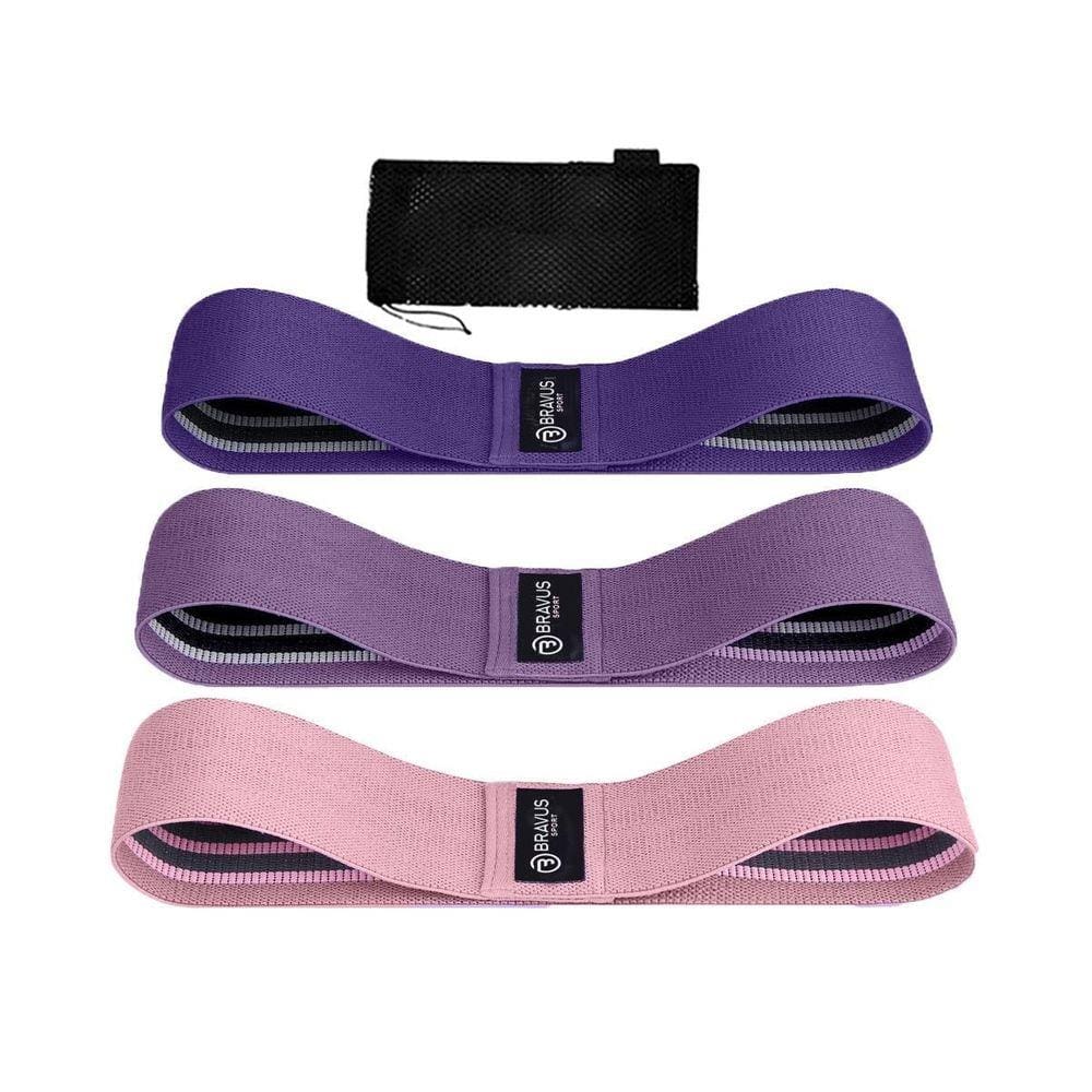 Kit 3 Hip Bands Basic Leve, Média E Forte Elástico Extensor