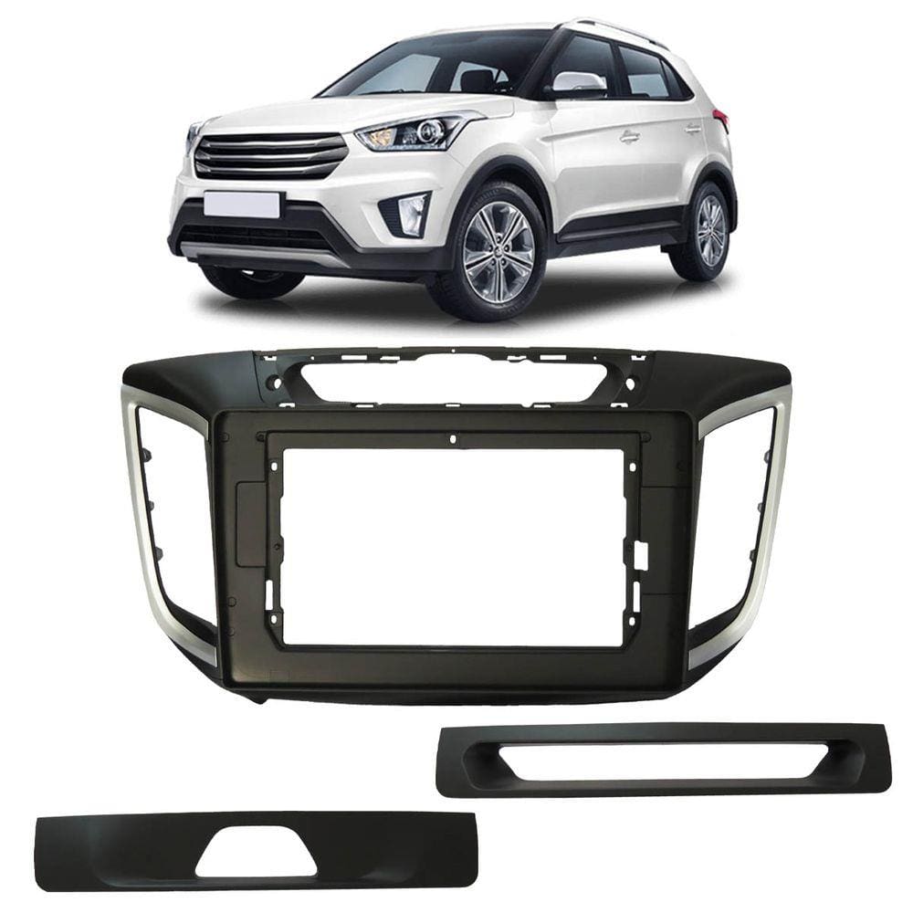 Moldura 2 Din Hyndai Creta 10” 2016 em Diante - Preto