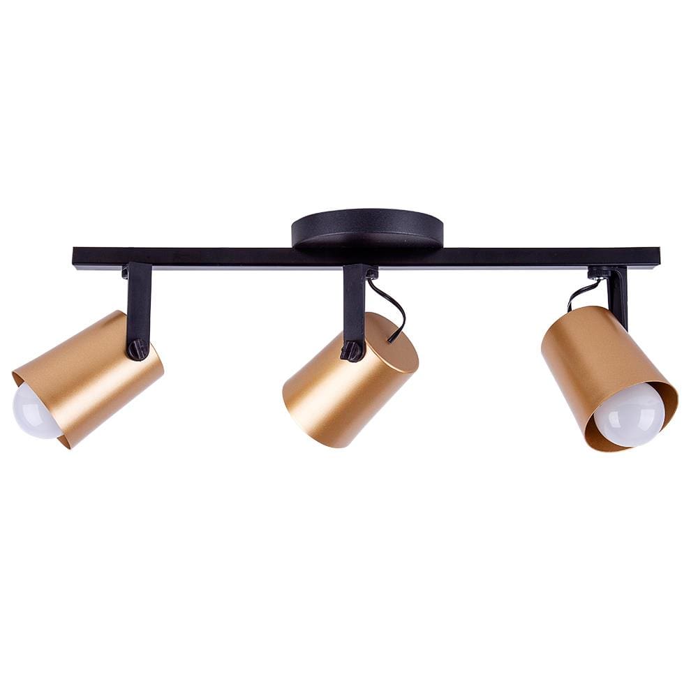 Spot Sobrepor Direcionável Fokus Trilho 03 Lâmpadas E27 Moderno