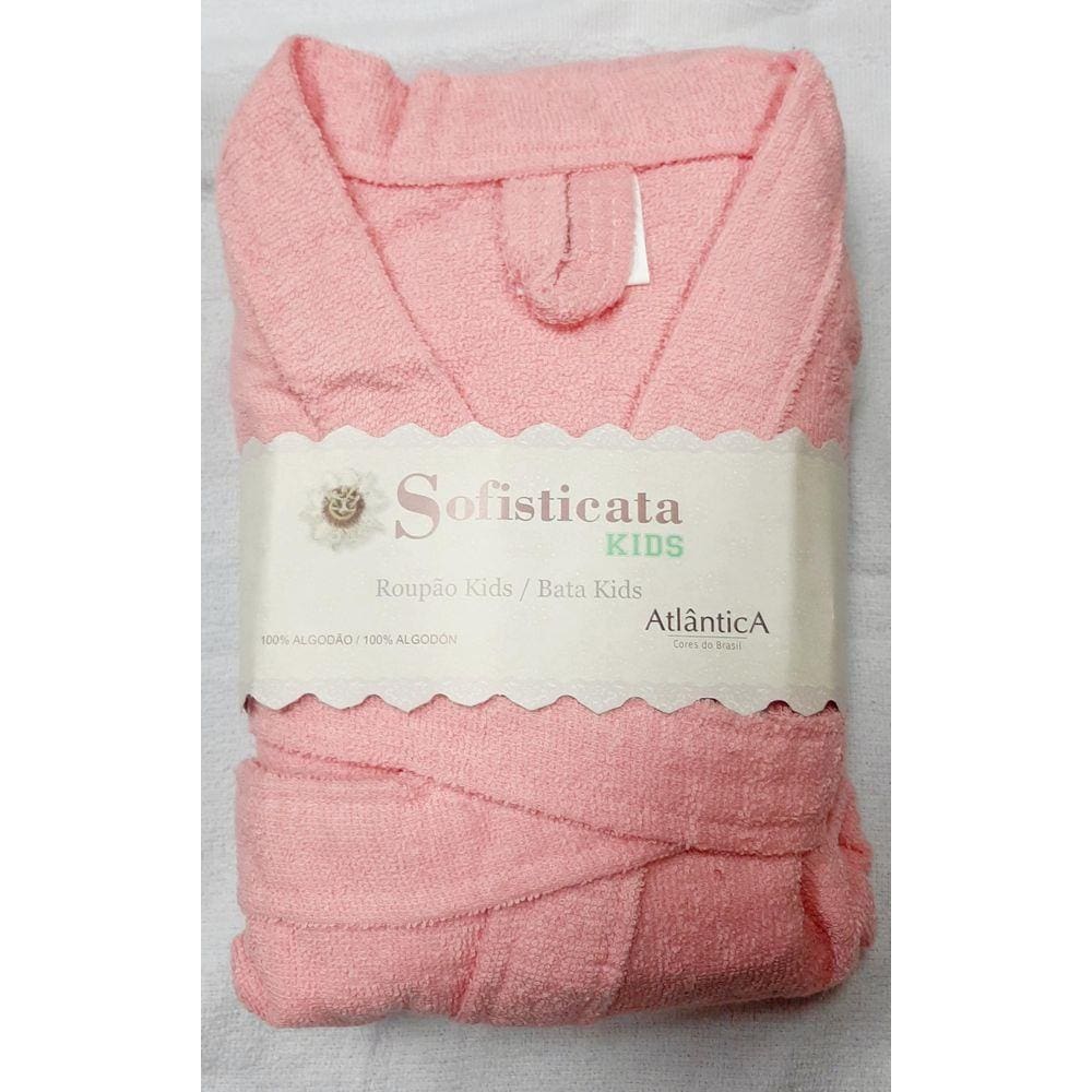 Roupão Felpudo Infantil Atlântica Tamanho 12 Cor Limon Rosa