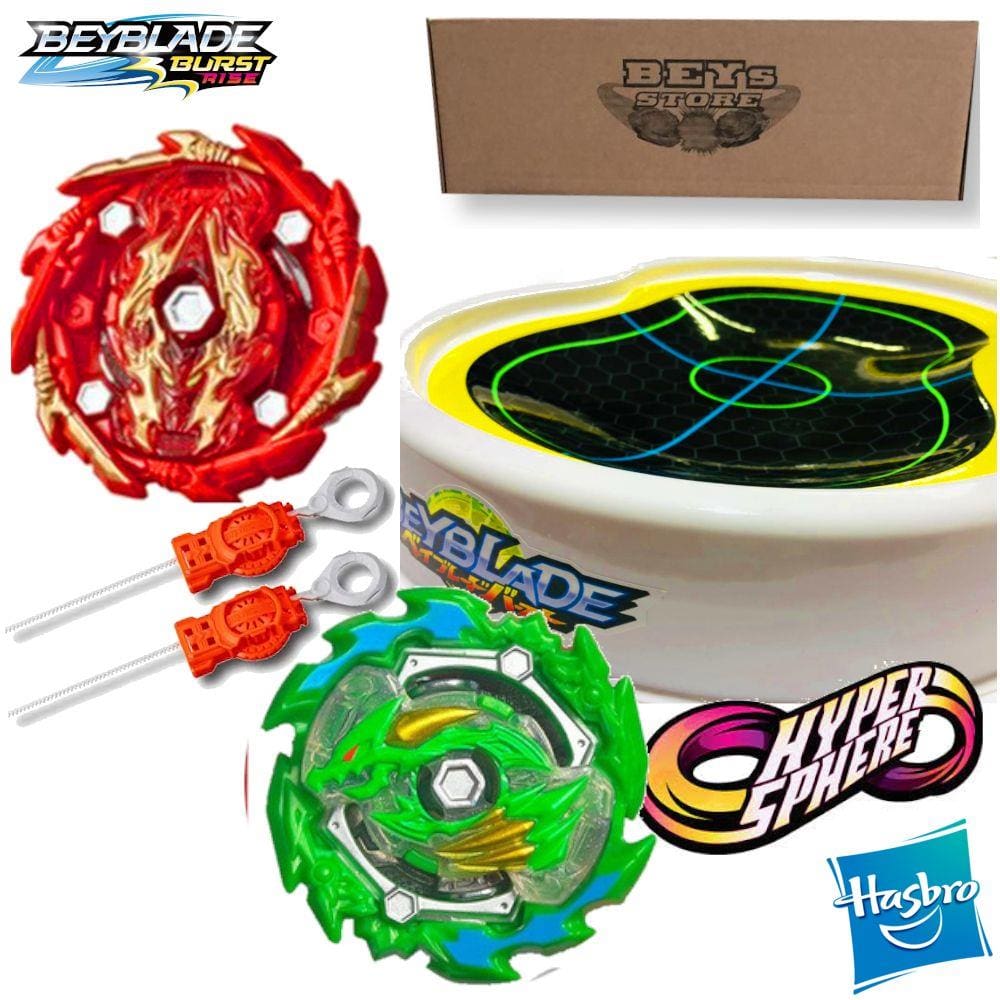 Conjunto com 2 BeyBlade Burst QuadStrike - Ambush Achilles A8 Vs