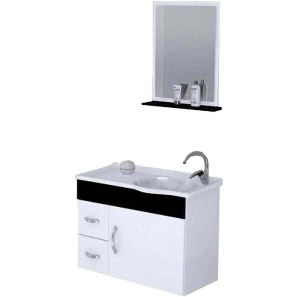 Conjunto de Banheiro Rorato Siena, Branco e Preto, 55,5 cm