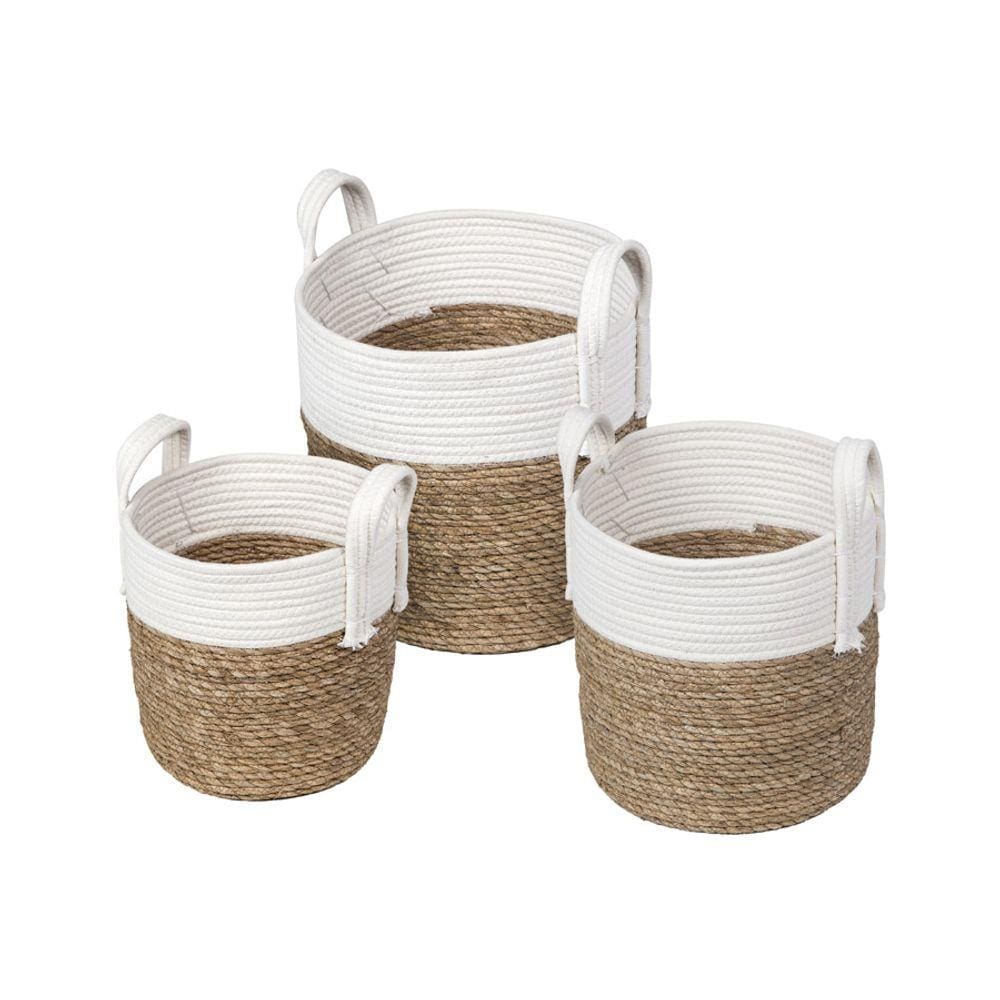 Kit 3 Cestos Boxbit Samui em Fibra Natural e Branca