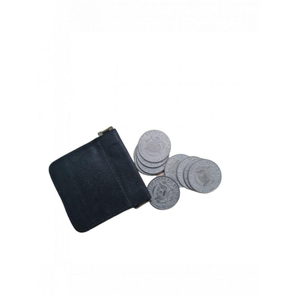 Carteira Porta Moeda One Dollar Half Dollar Preto