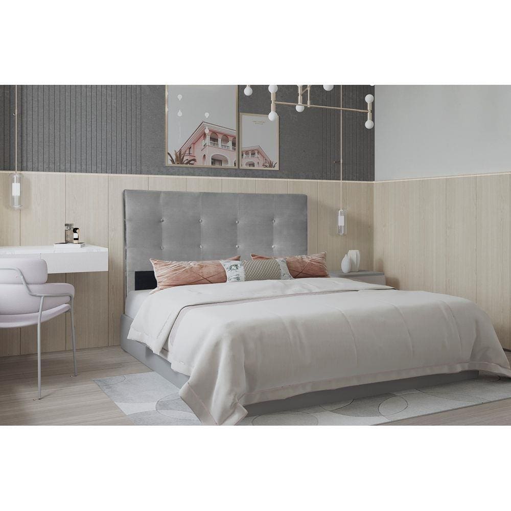 Cabeceira Casal 1,40m Berlim Suede Cinza Dal Poz Estofados