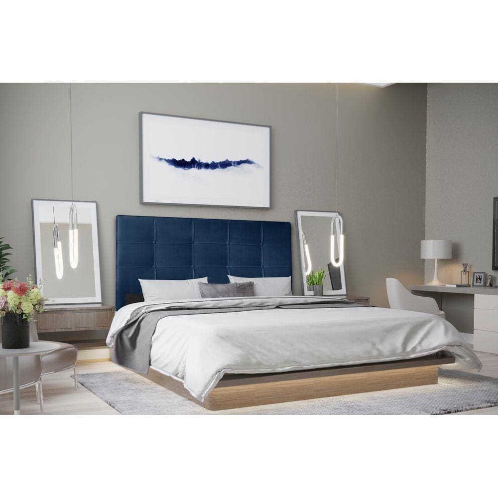 Cabeceira Casal 1,40m Roma Suede Azul Marinho Dal Poz Estofados