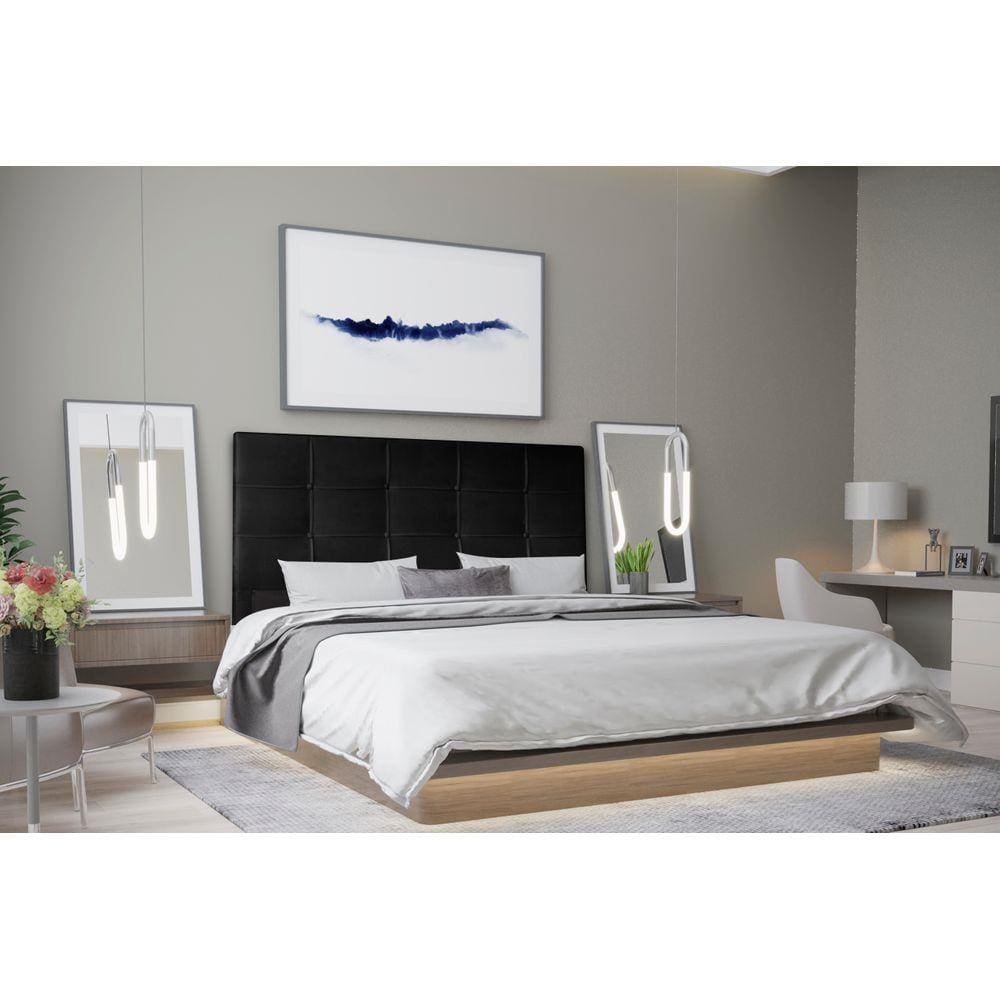 Cabeceira Casal 1,95m Roma Suede Preto Dal Poz Estofados