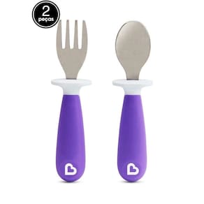 Colher e Garfo Inox Roxo  +12m Munchkin