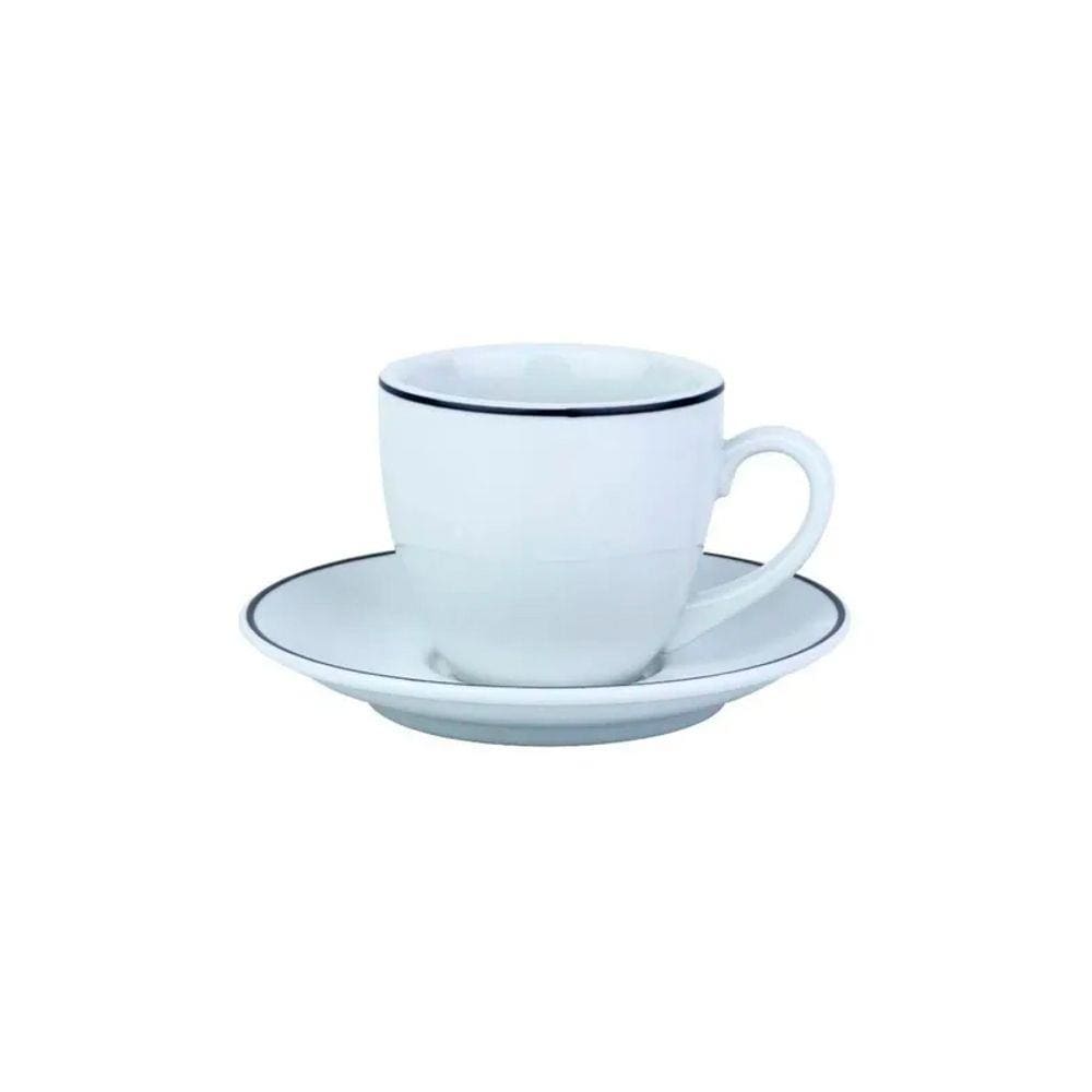 Xícara Café Com Pires 08 Filete Azul 90Ml Schmidt