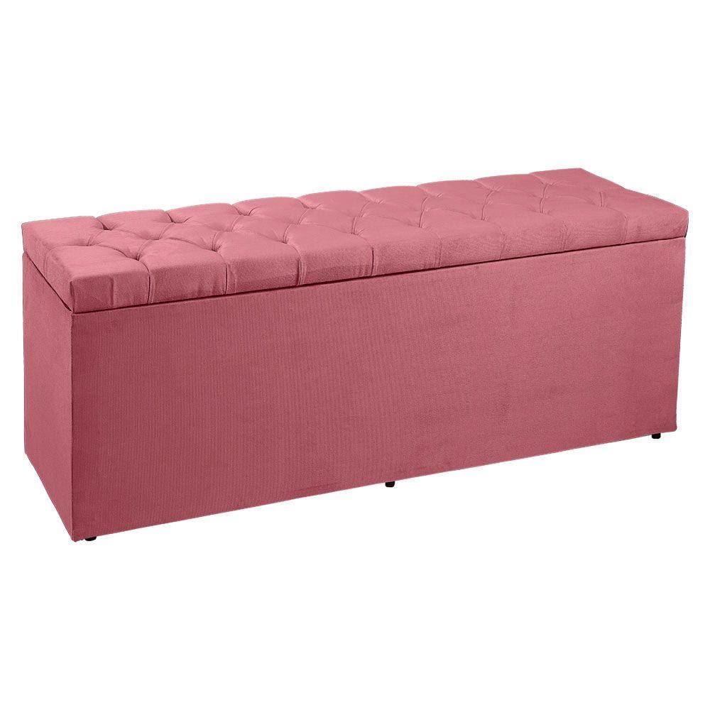 Calçadeira Recamier Baú Casal 1,40m Madrid Suede - Pallazio