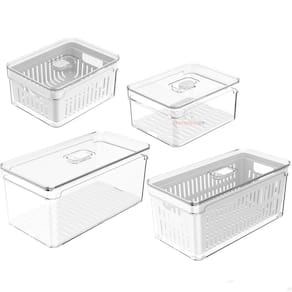 Kit 4 Organizadores Porta Mantimento Geladeira Fruta Verdura Clear Fresh - Ou