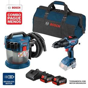 Combo Pague Menos Bosch 18V - Paraf/Furad + Aspirador de Pó + 2 Bat+ Carre.+ Bolsa