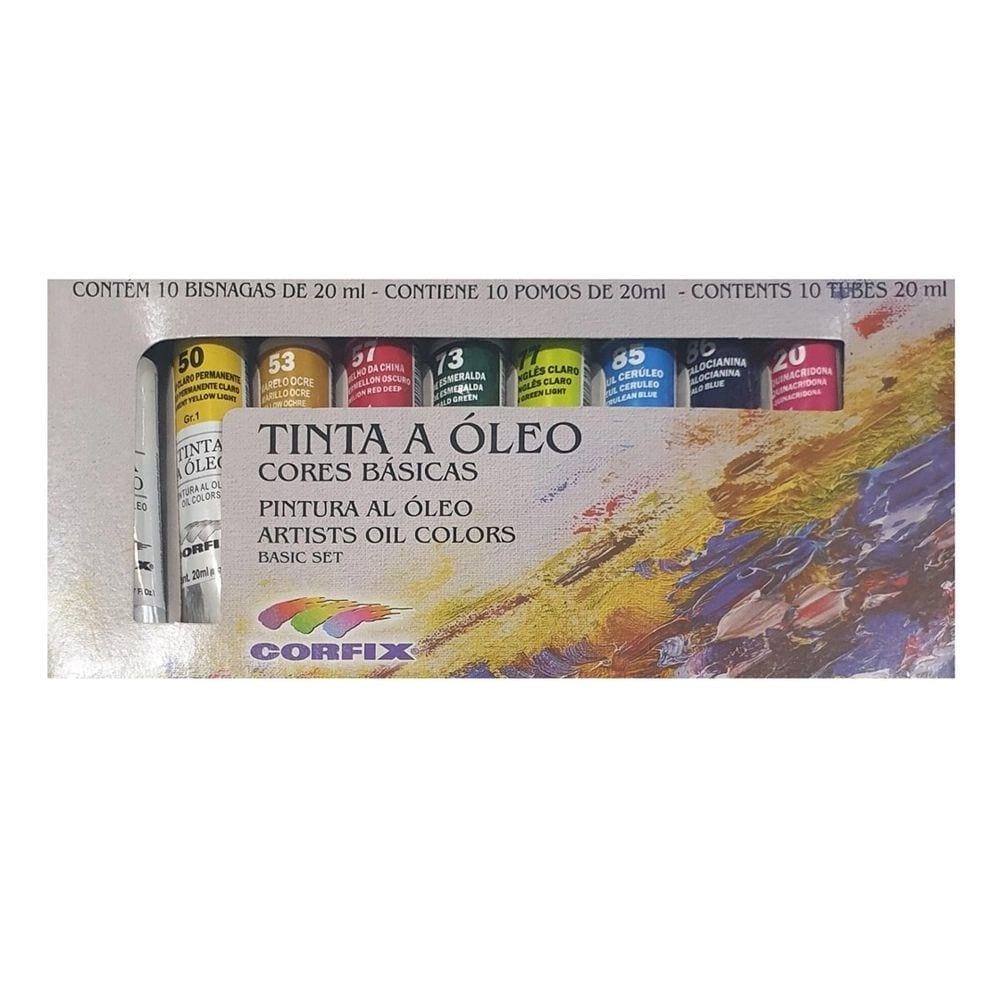 Estojo de Tinta Óleo Corfix com 10 Bisnagas de 20ml
