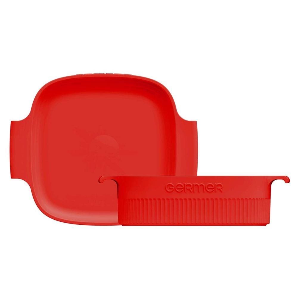 Travessa Refratária Quadrada Vermelha com Asa 21x21 cm Germer
