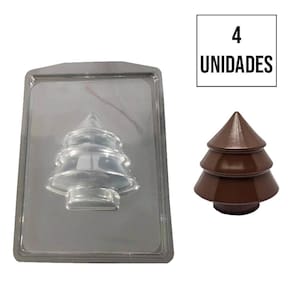 Forma de Silicone Árvore de Natal - 11cm x 9cm - 4 Unidades
