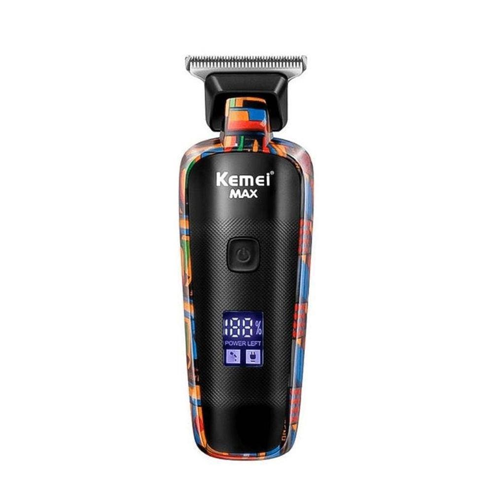 Máquina De Cortar Barba Cabelo Kemei A Bateria Visor Digital