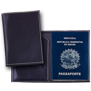 Porta Passaporte Especial em Couro Legítimo Preto