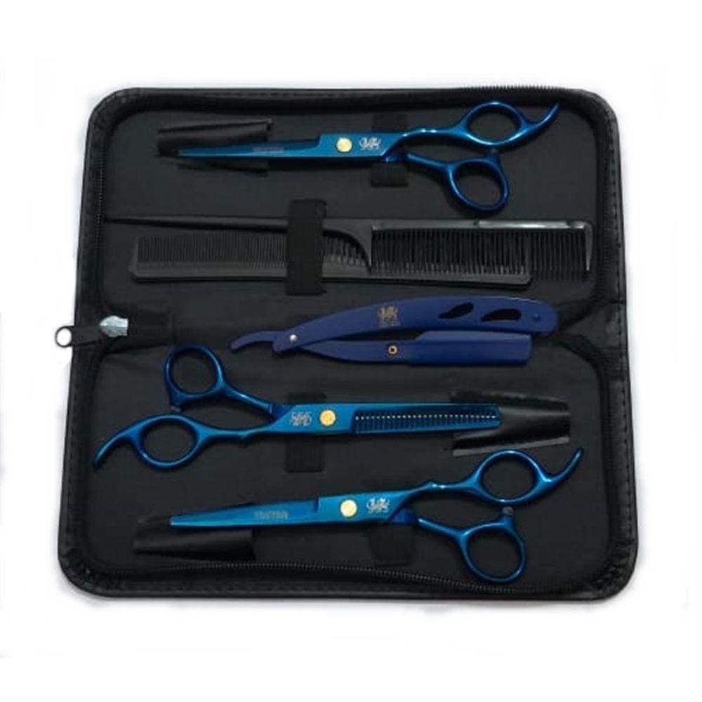 Kit 3 Tesoura Fio Laser Fio Navalha Desfiadeira Navalha Azul