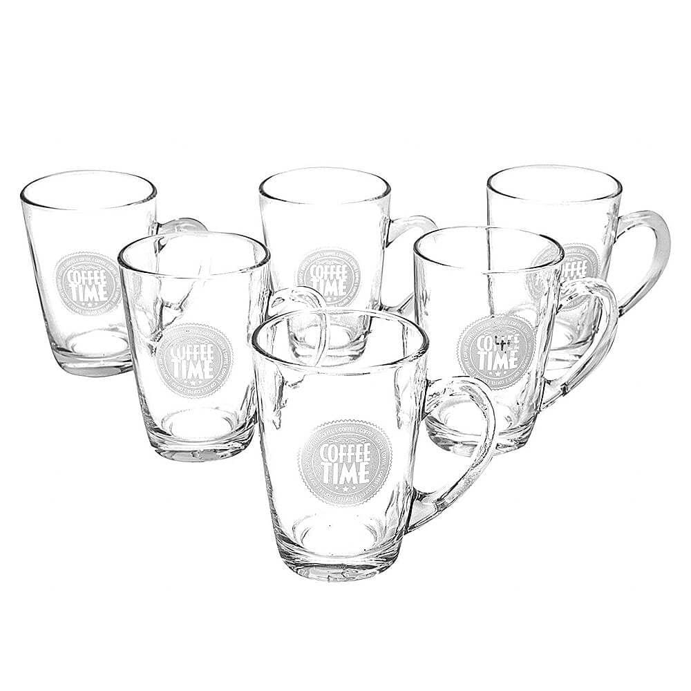 Jogo de Xícaras de Café 230ml Vidro Coffee Time