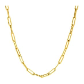 Cordão Corrente Masculina 70Cm Elo Quadrado Aço Banhado Ouro