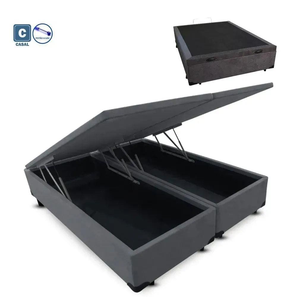 Cama Box casal com baú branca + Colchão Molas bonnel