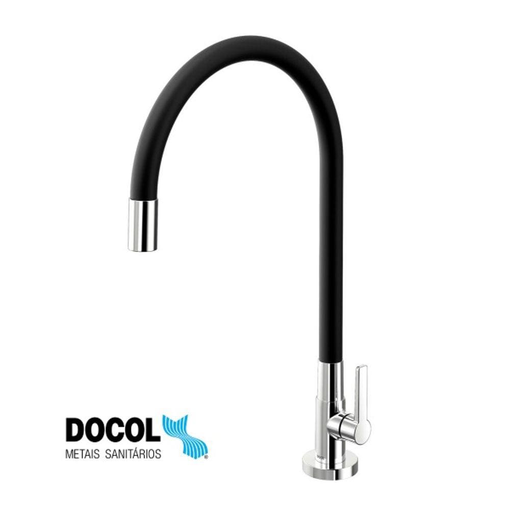 Torneira Cozinha Mesa Docol Bica Alta - Galiflex - Cromada/Preta | 966957