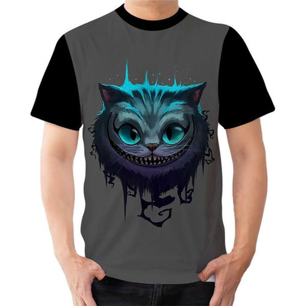 camiseta do gato da alice no pais das maravilhas