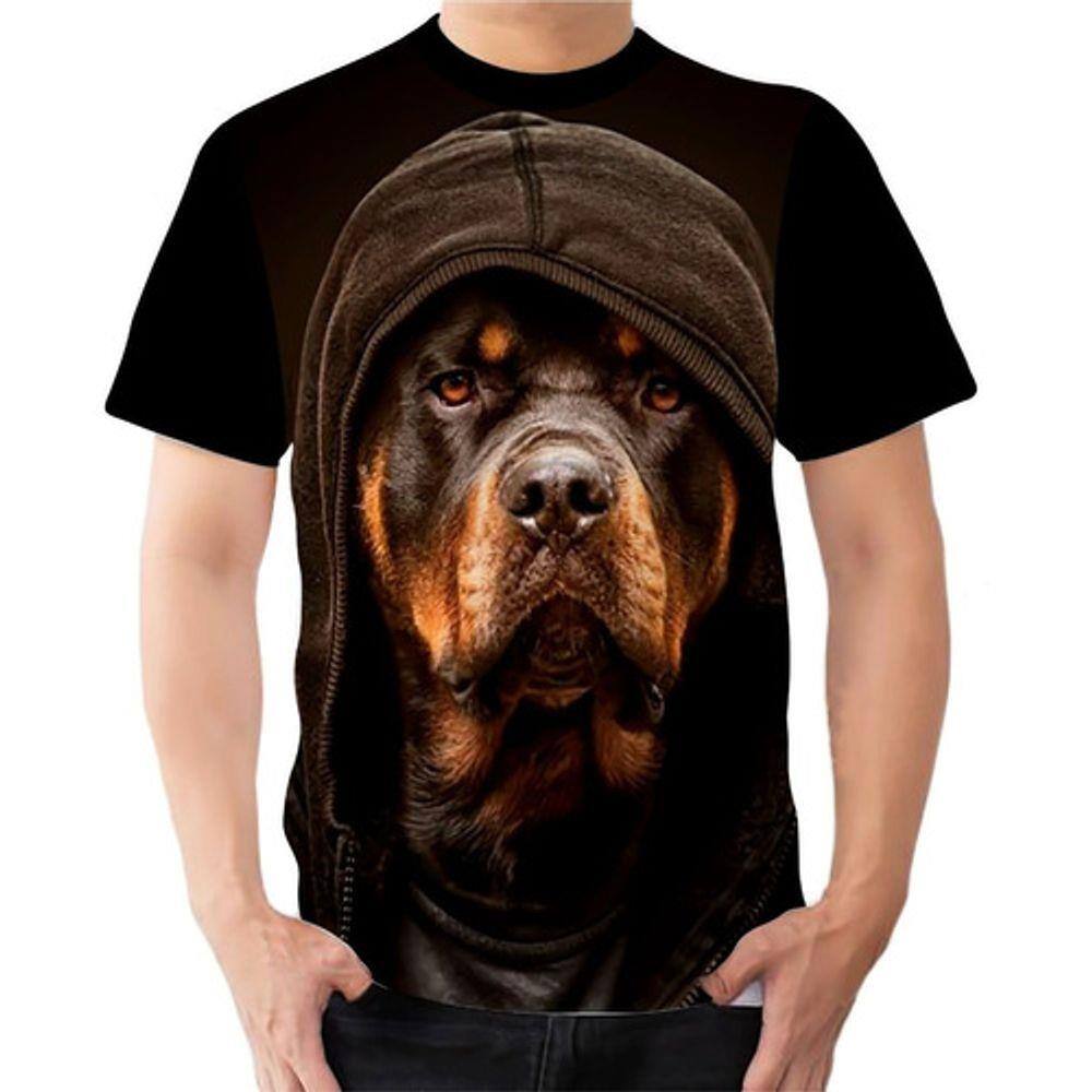 camisa com estampa de rottweiler