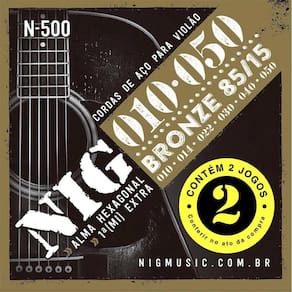 Encordoamento Duplo Bronze 010/050 Para Violão 2.N-500 - NIG