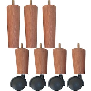 Conjunto 7 pés de Cama Box com 3 Pés Fixos e 4 Pés com Rodízios 13cm