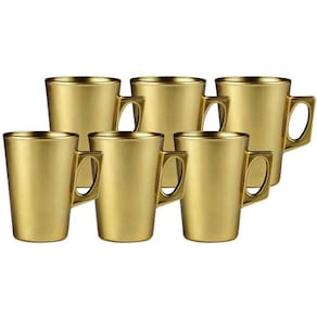 Jogo 6 Canecas Vidro Dourada Barcelona Hauskraft 140ml