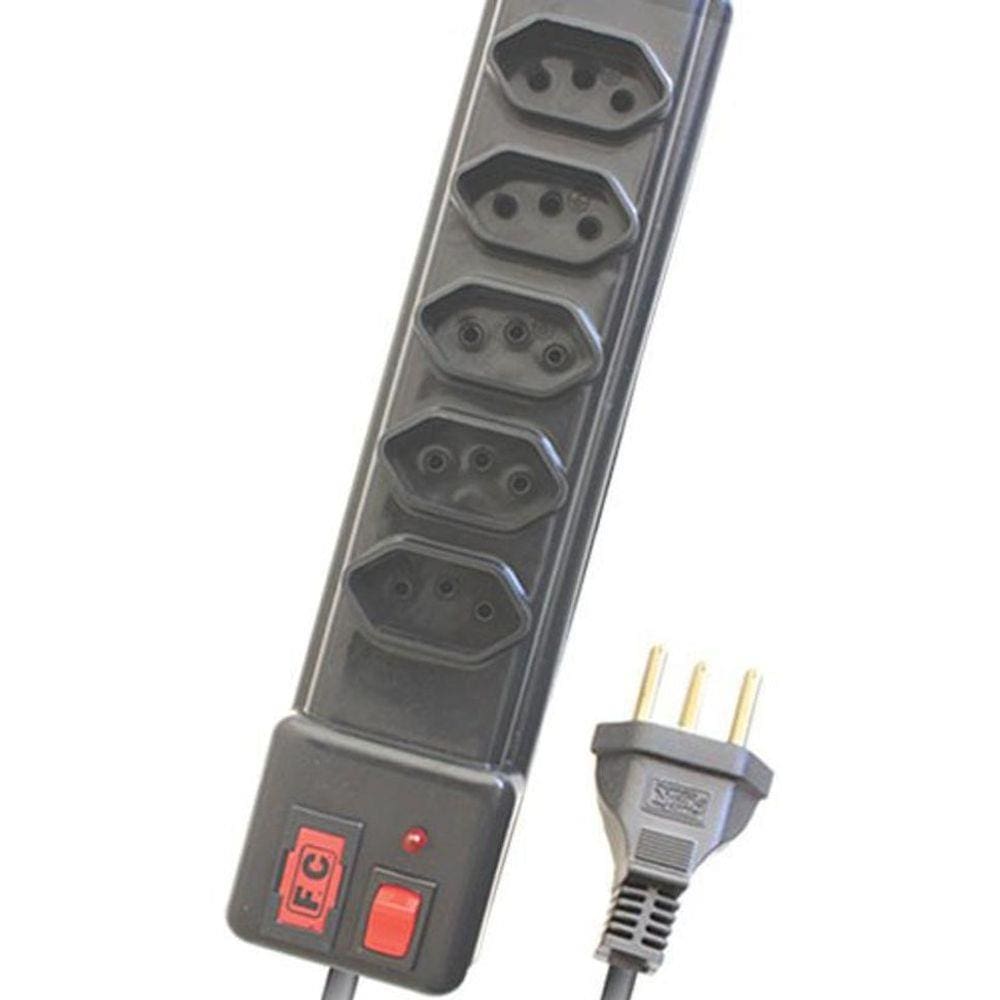 Filtro De Linha 05 Tomadas Bivolt Com Proteção Led E Chave